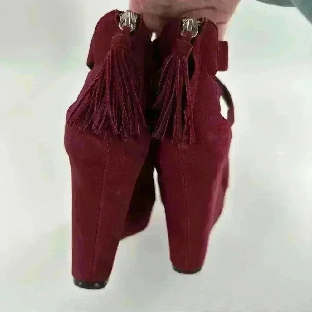 Dolce vita Jade ankle booties size 8 burgundy Nubuck leather  wedge platforms